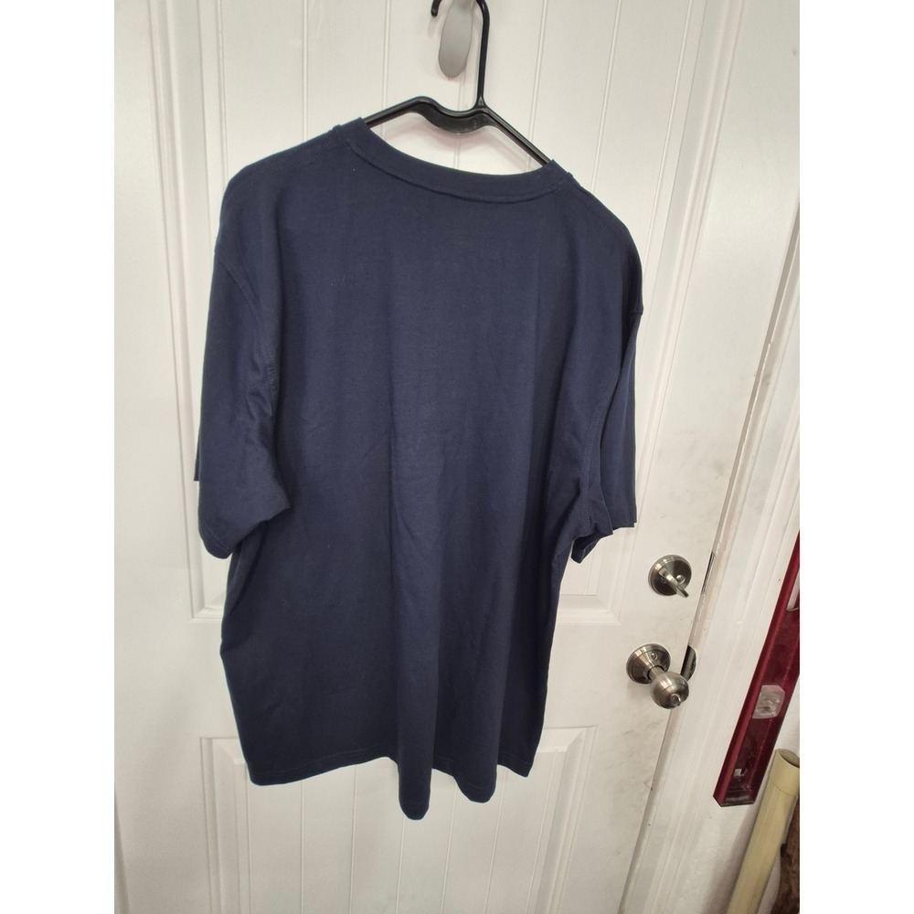 L.L.Bean Henley Shirt Mens Casual Button Short Sleeve Navy Blue L - Picture 2 of 4